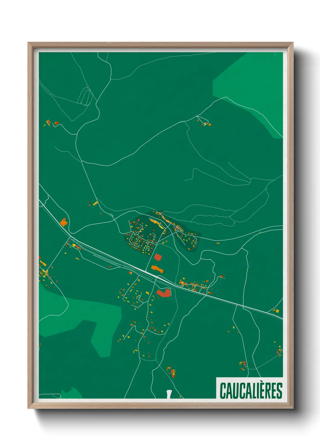 Une affiche de carte sur Caucalières