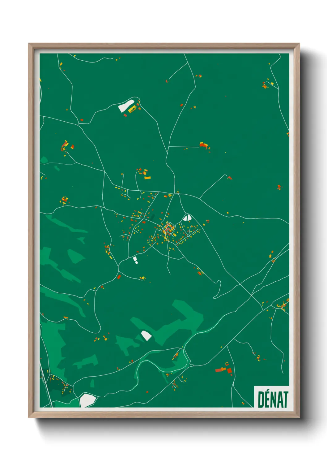 Une affiche de carte sur Dénat