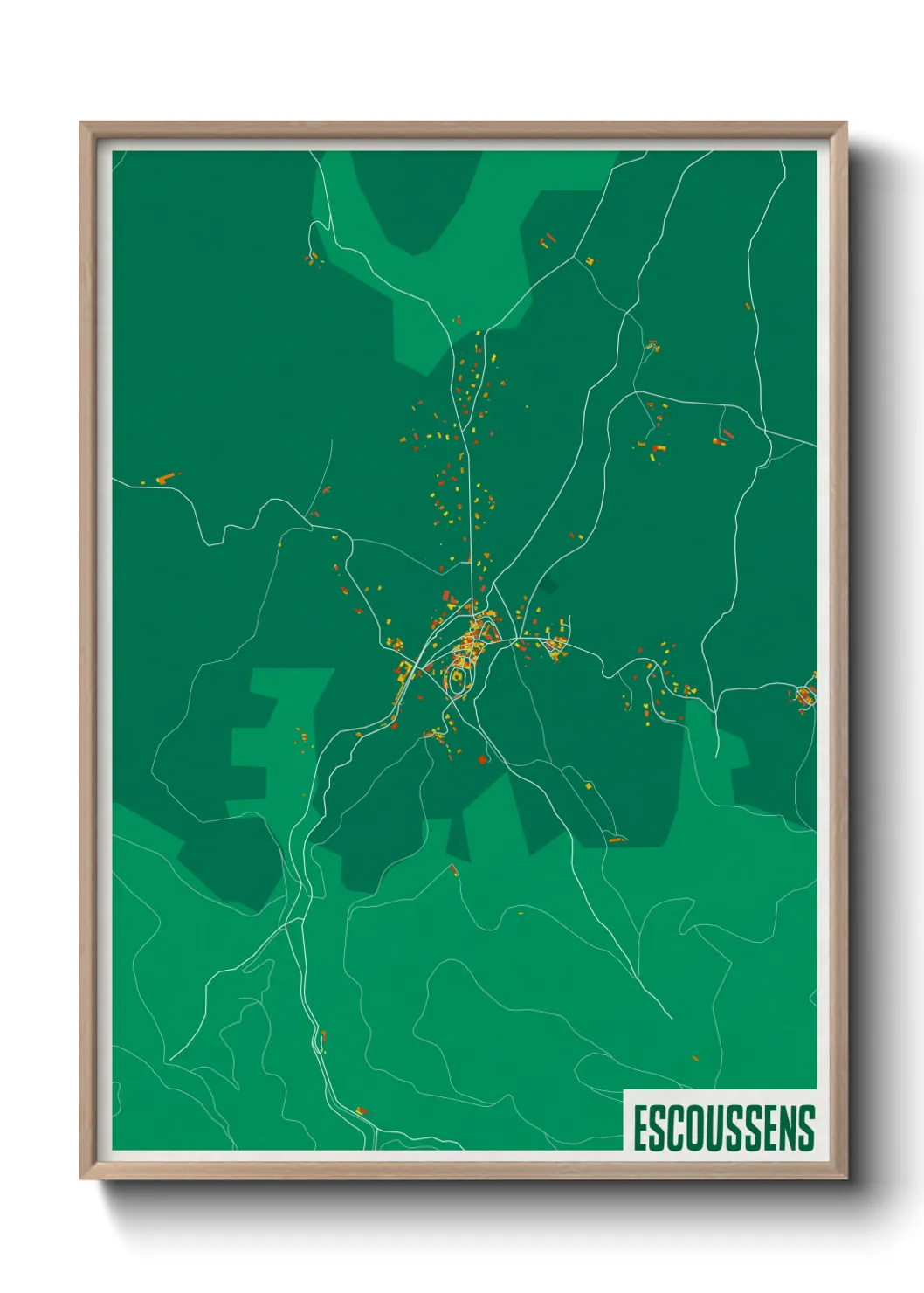 Une affiche de carte sur Escoussens
