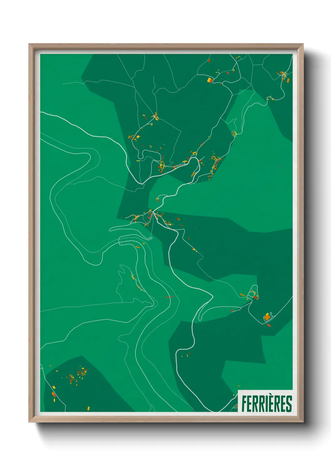 Une affiche de carte sur Ferrières