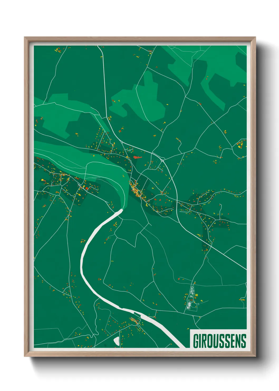 Une affiche de carte sur Giroussens