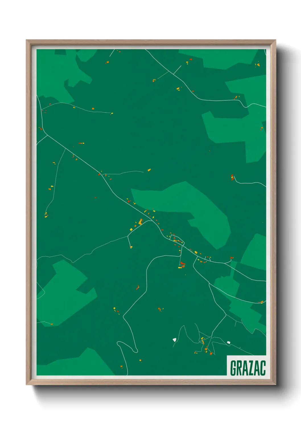Une affiche de carte sur Grazac