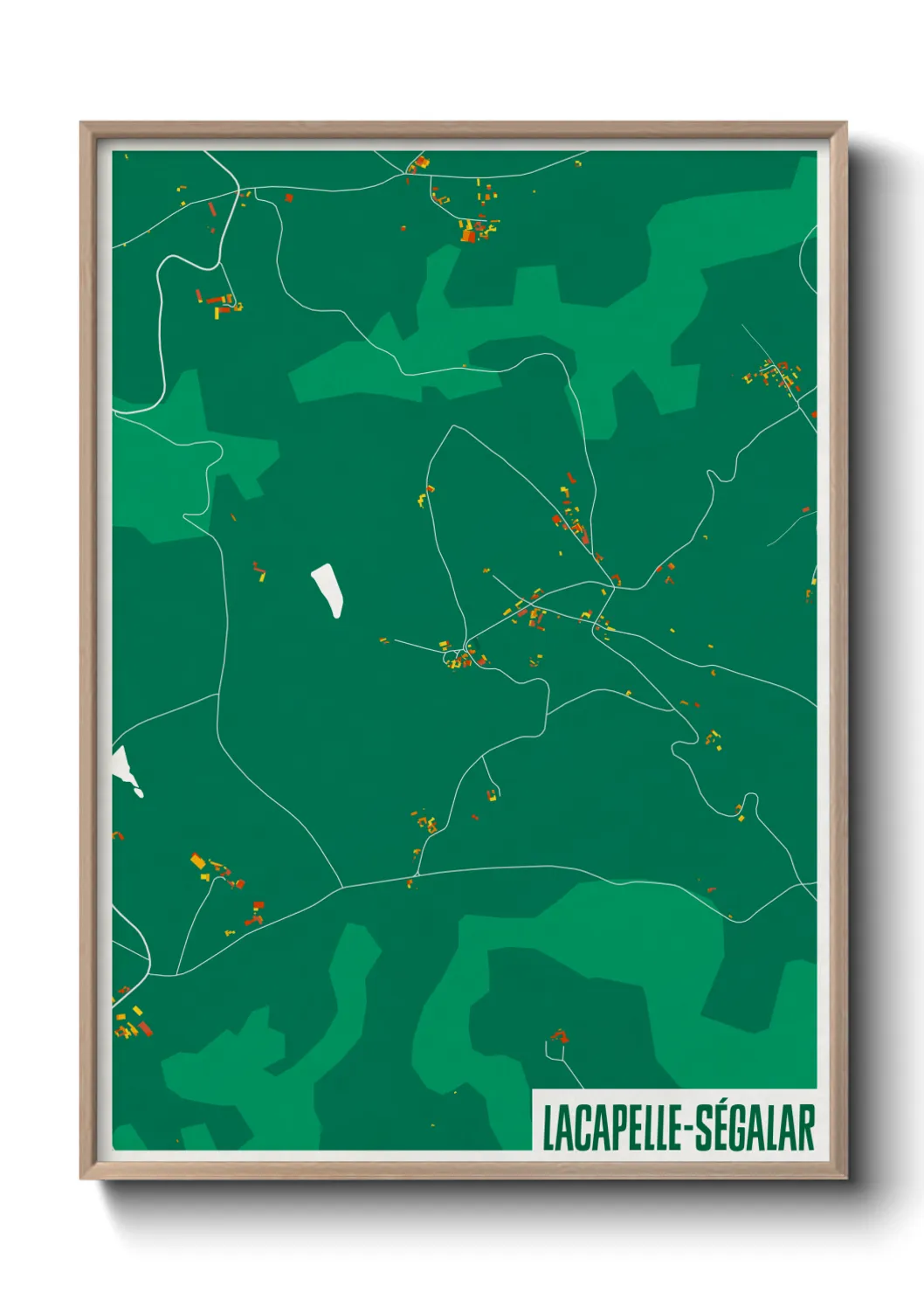 Une affiche de carte sur Lacapelle-Ségalar