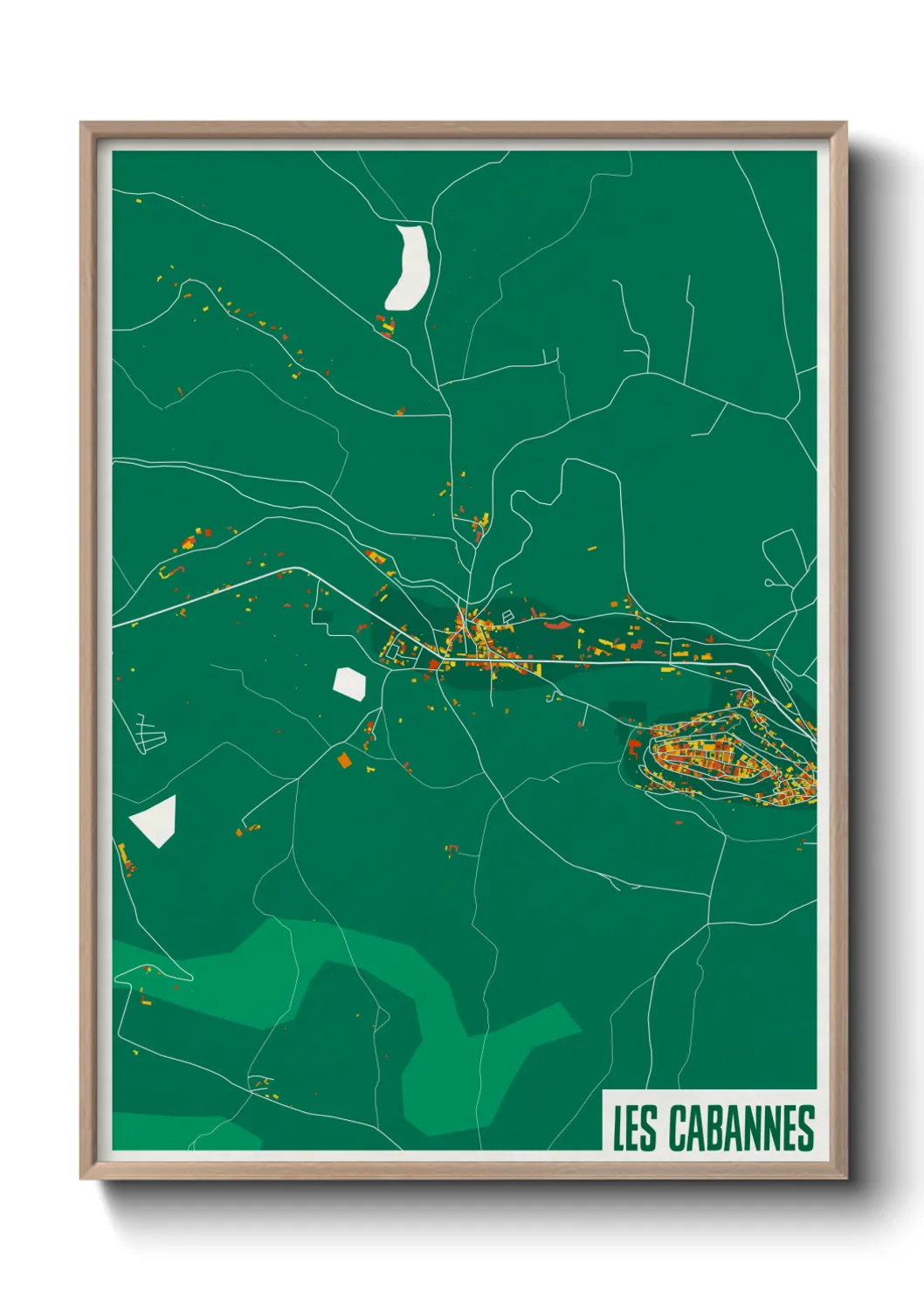 Une affiche de carte sur Les Cabannes