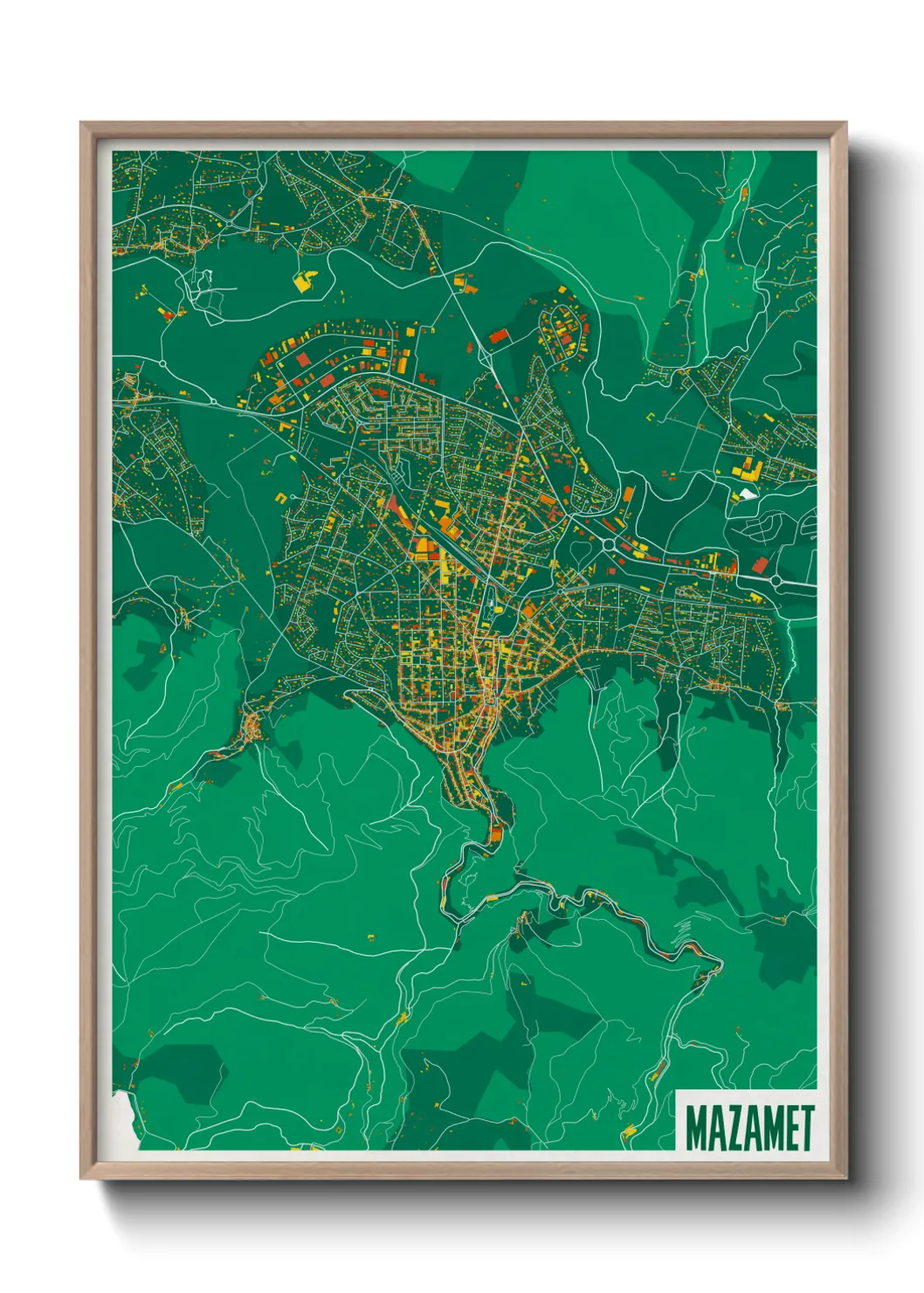 Une affiche de carte sur Mazamet