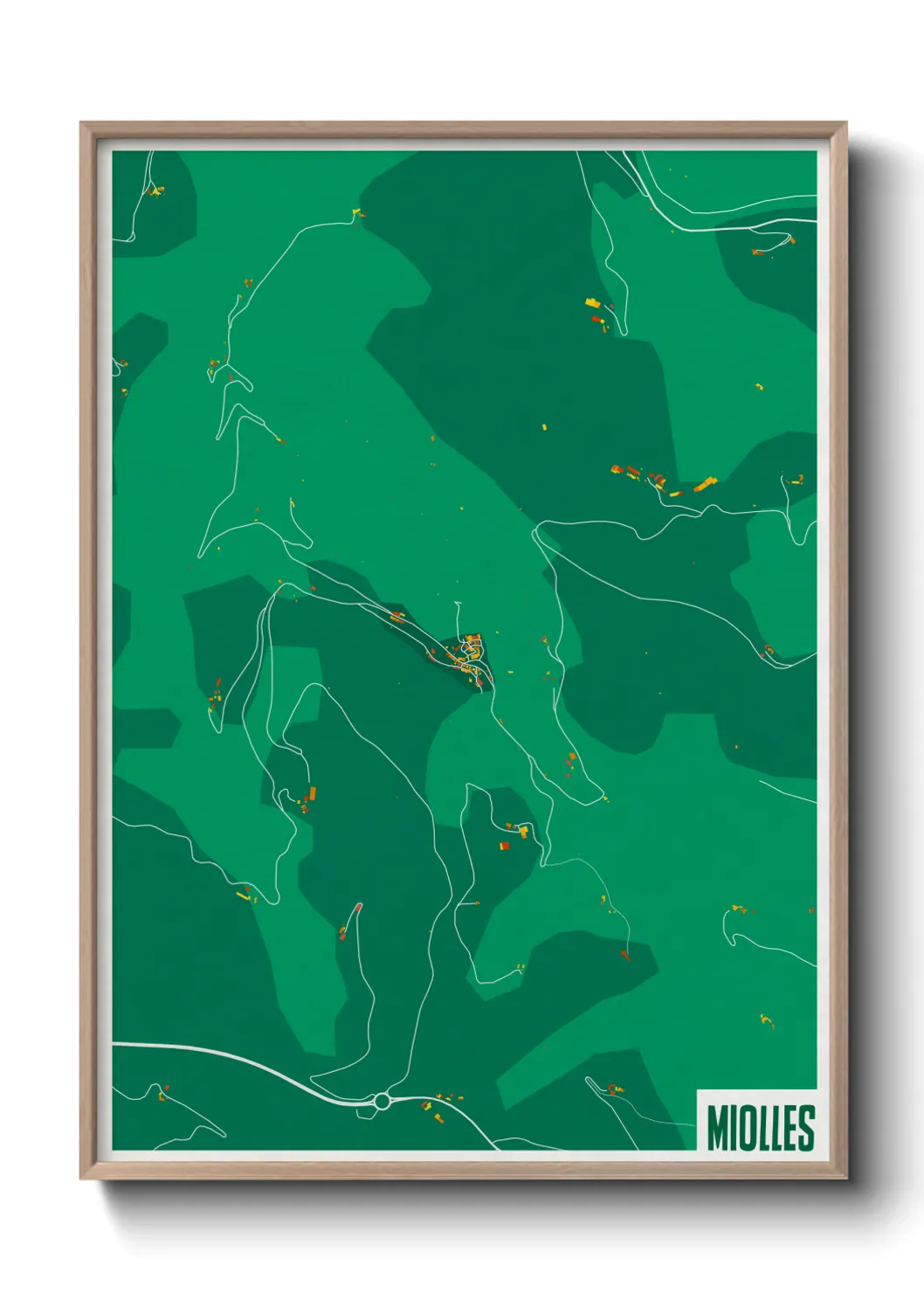 Une affiche de carte sur Miolles