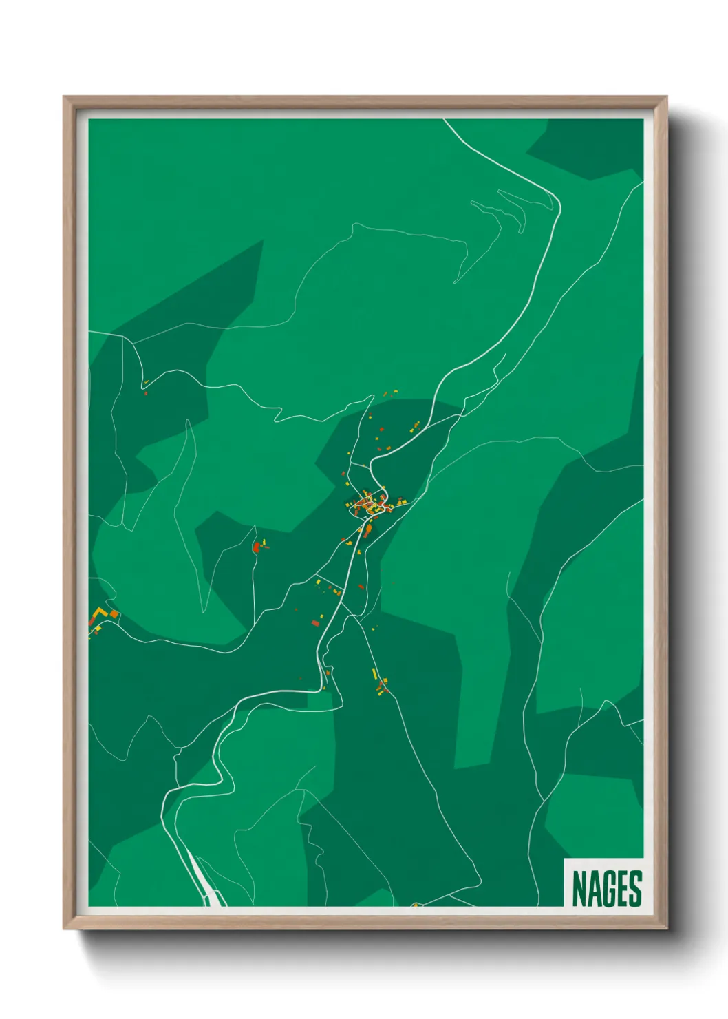 Une affiche de carte sur Nages