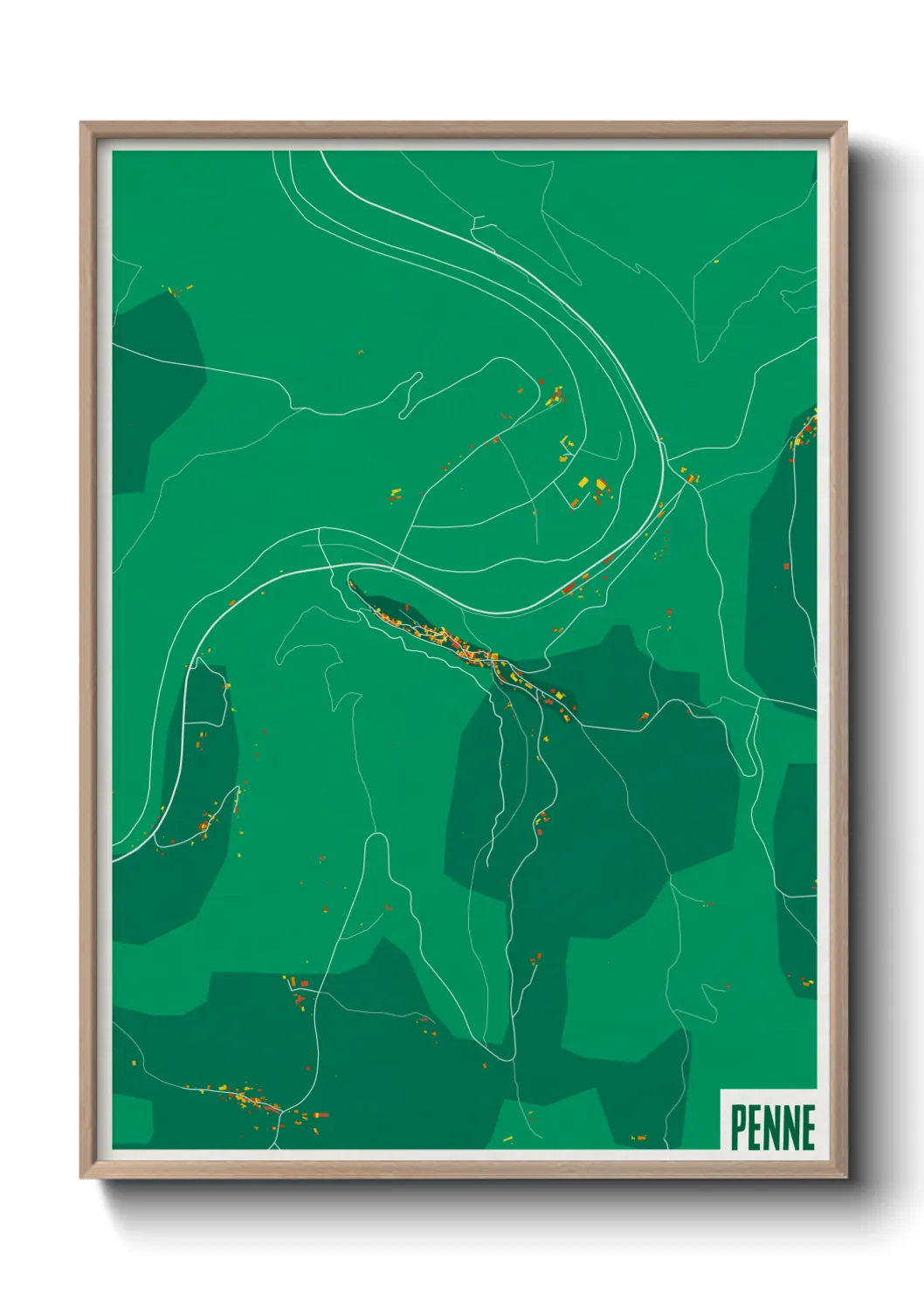 Une affiche de carte sur Penne