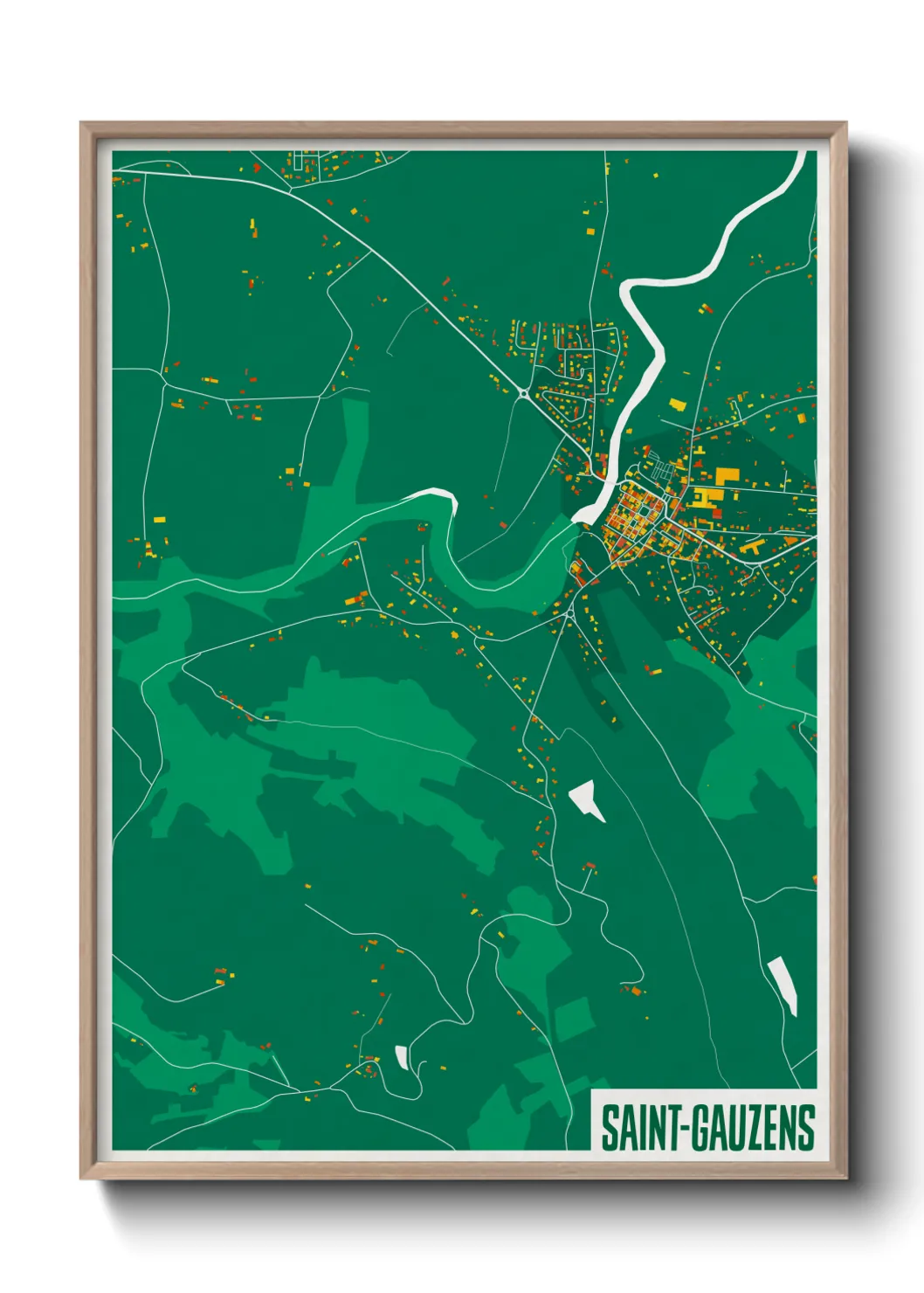 Une affiche de carte sur Saint-Gauzens