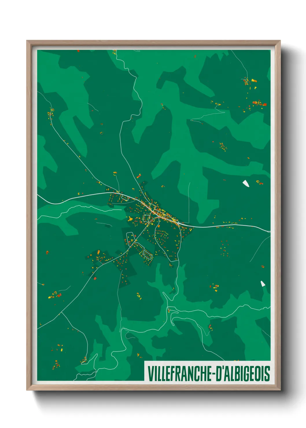 Une affiche de carte sur Villefranche-d'Albigeois