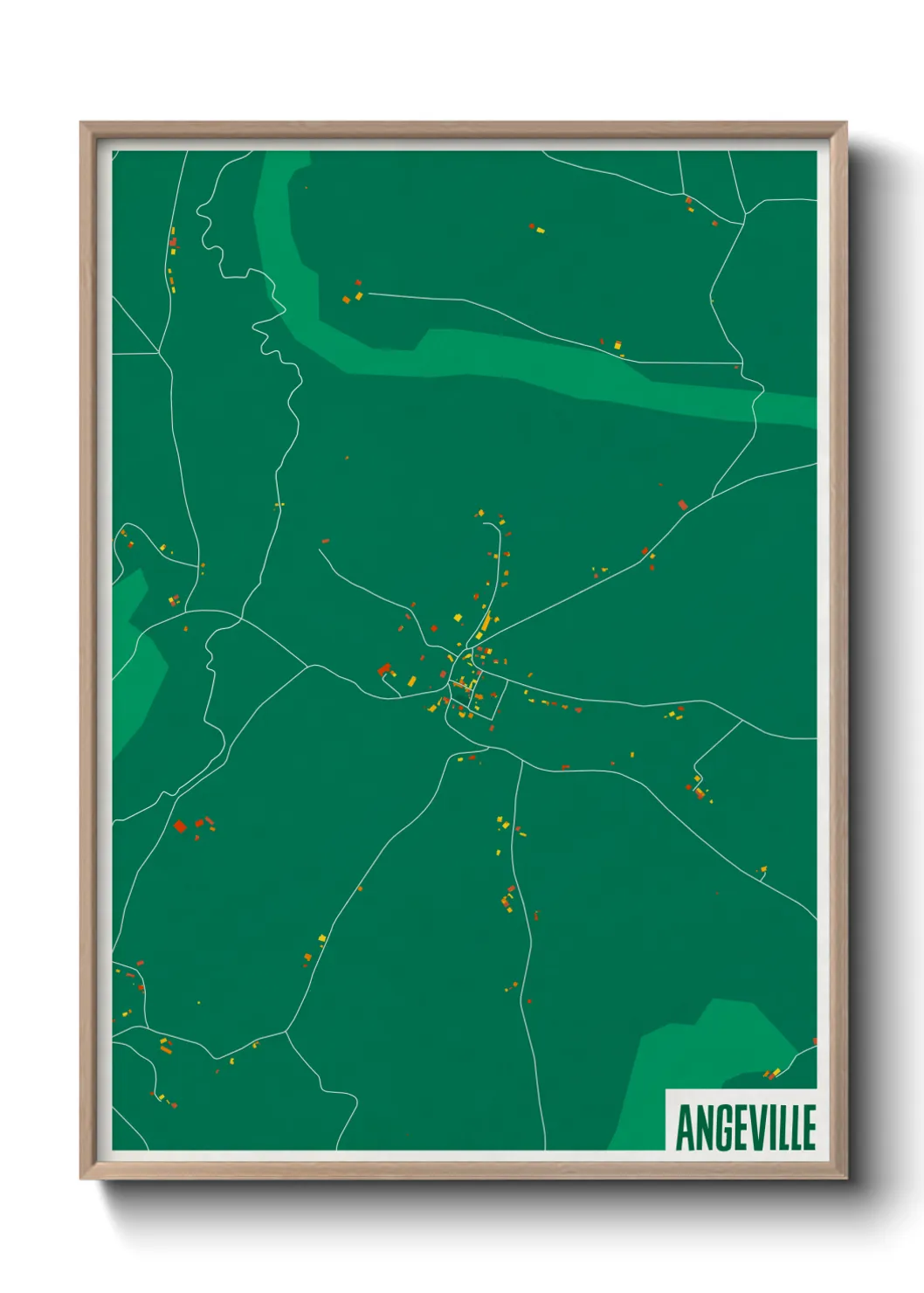 Une affiche de carte sur Angeville