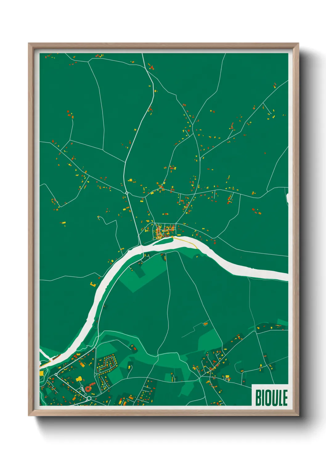 Une affiche de carte sur Bioule
