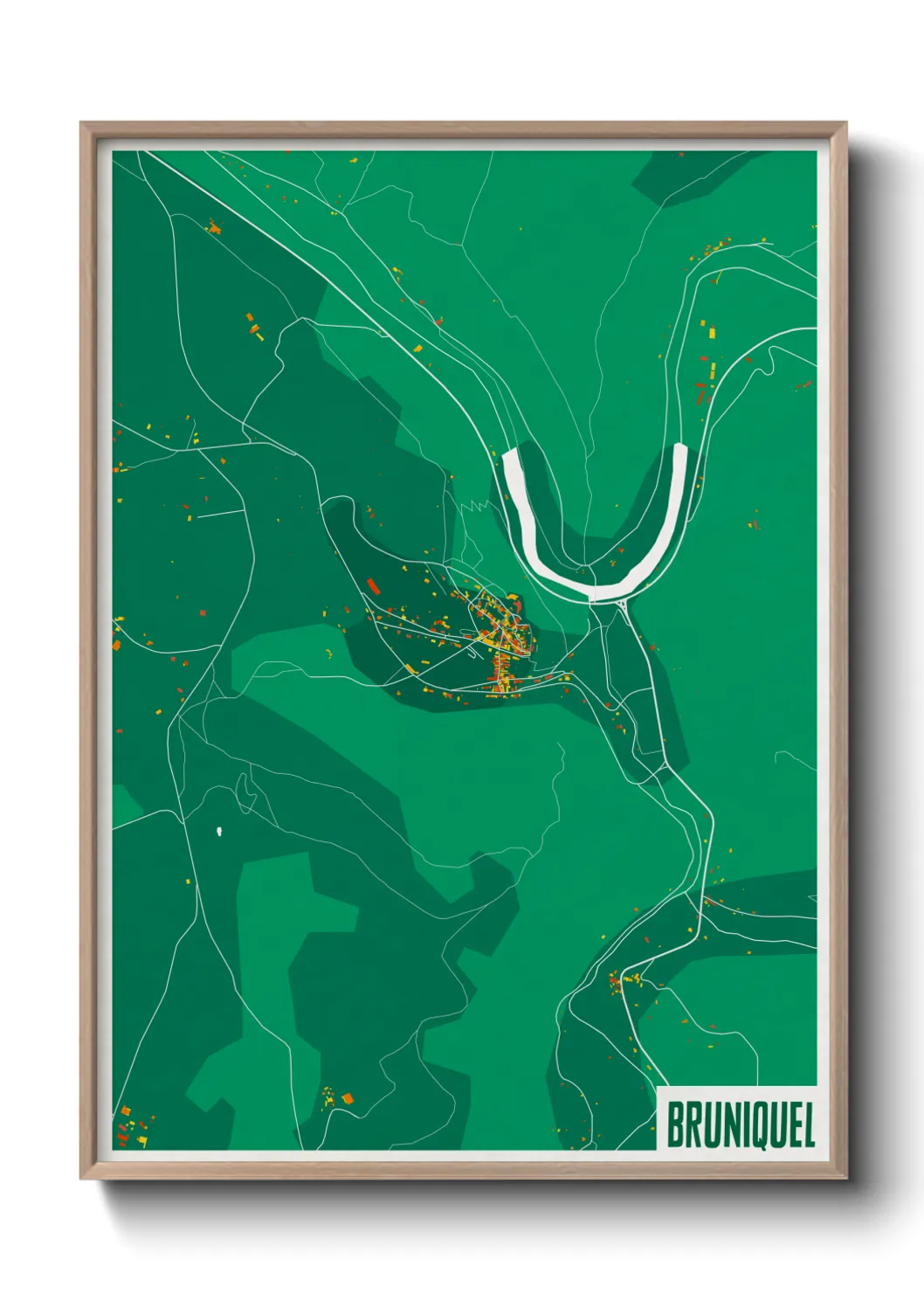 Une affiche de carte sur Bruniquel