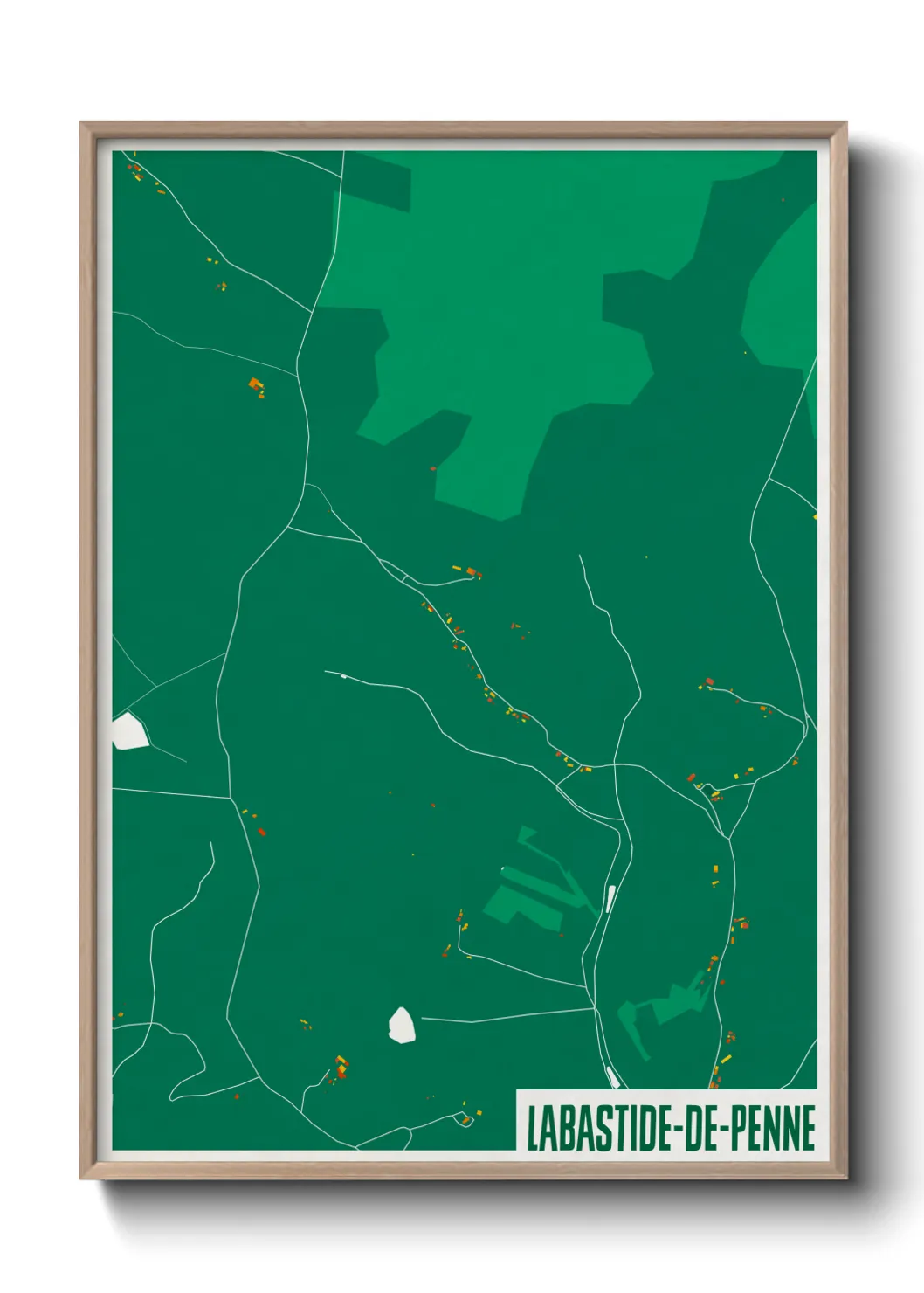 Une affiche de carte sur Labastide-de-Penne