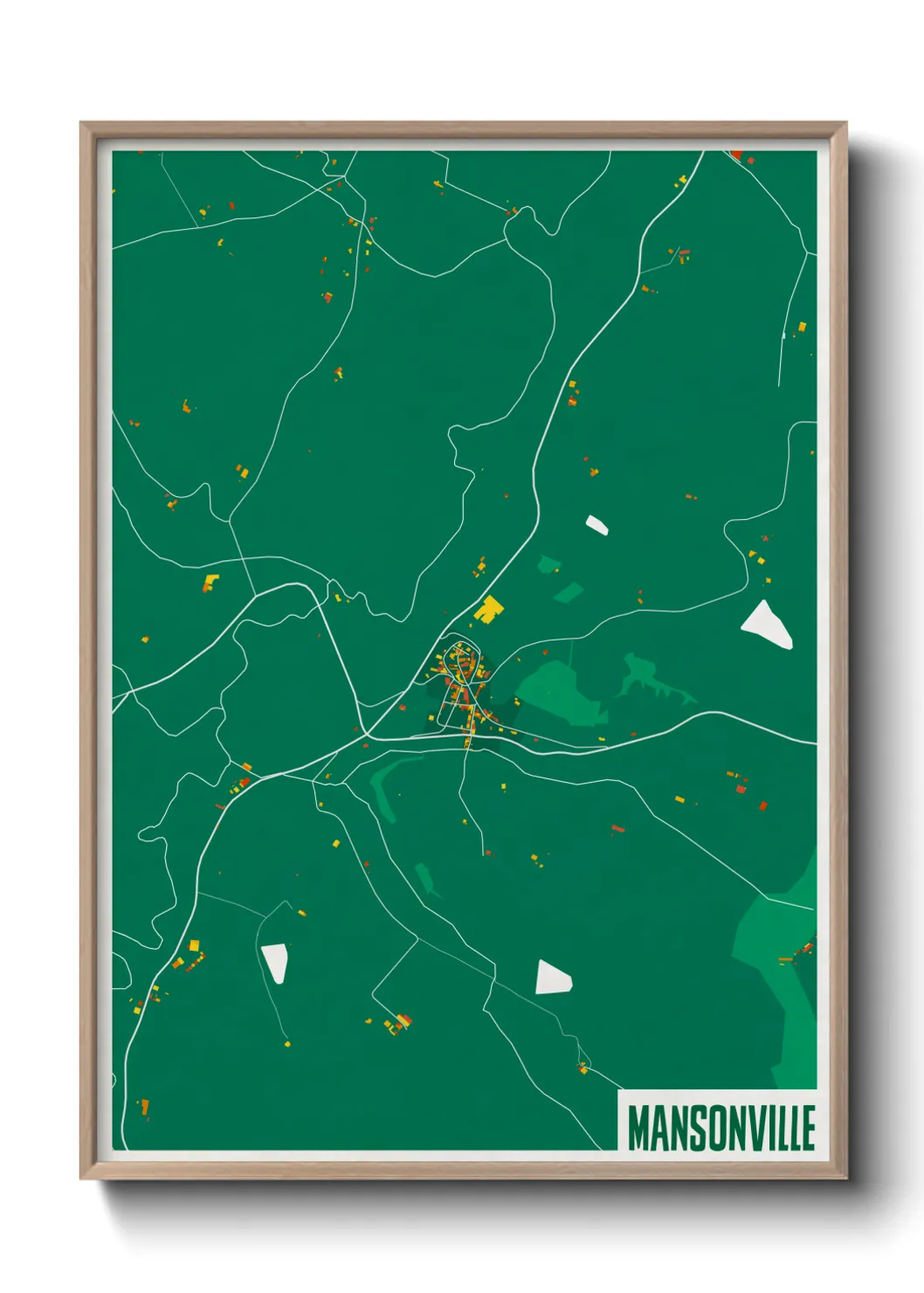 Une affiche de carte sur Mansonville