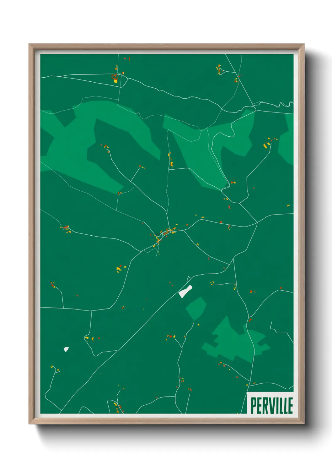 Une affiche de carte sur Perville