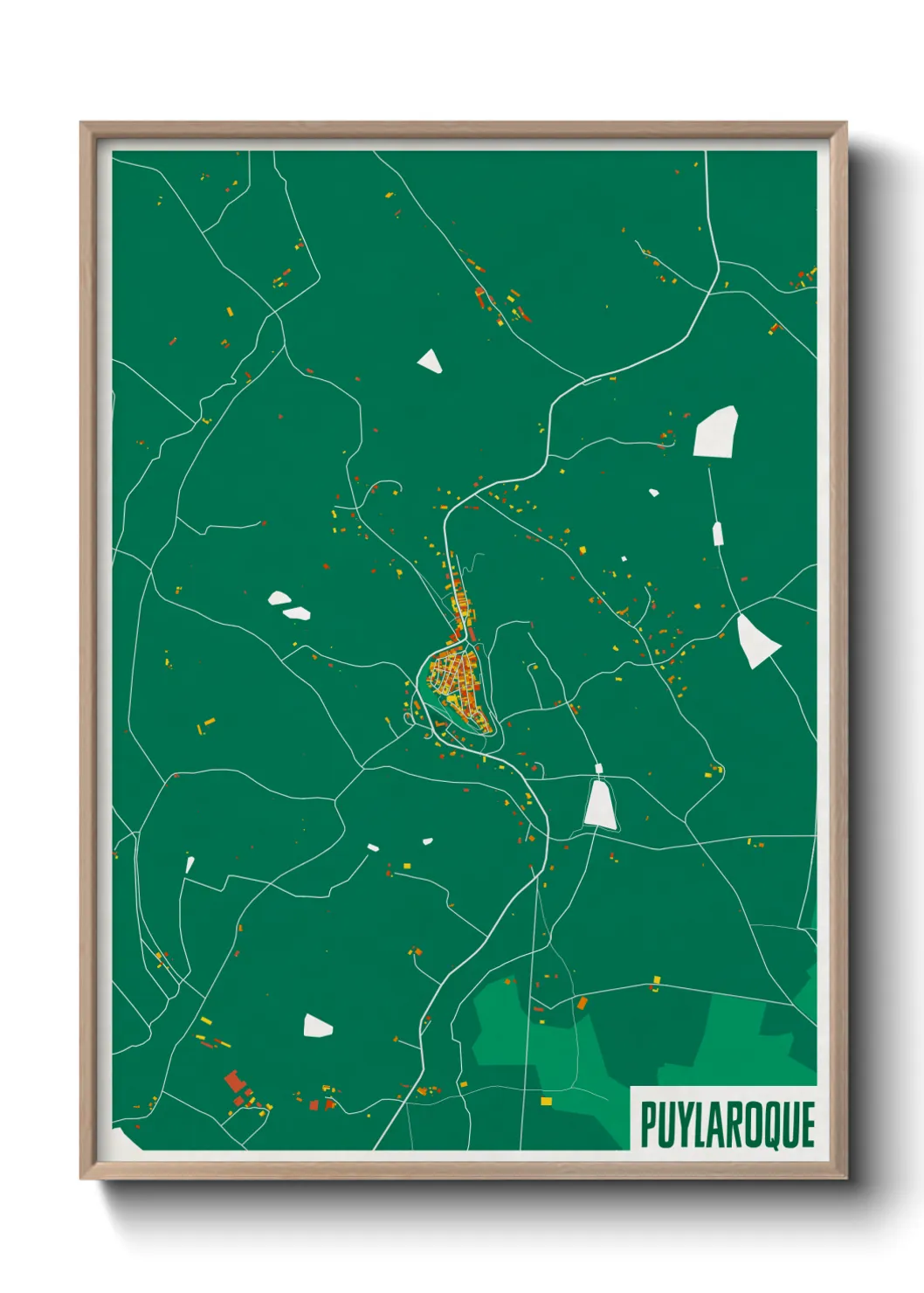 Une affiche de carte sur Puylaroque