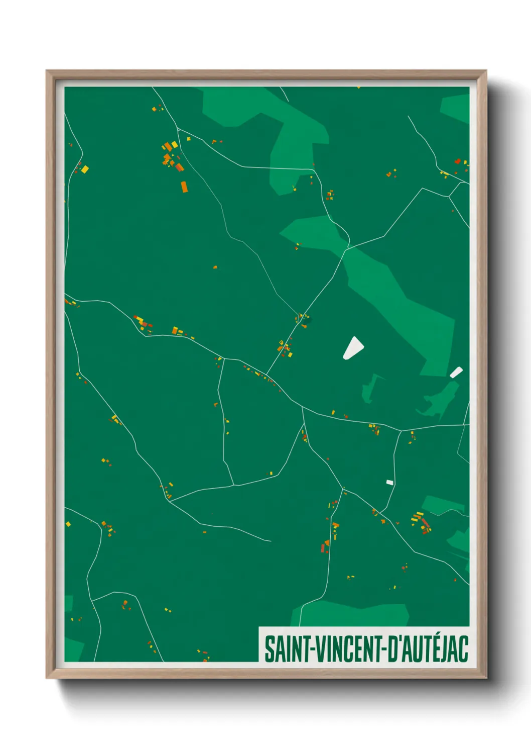 Une affiche de carte sur Saint-Vincent-d'Autéjac