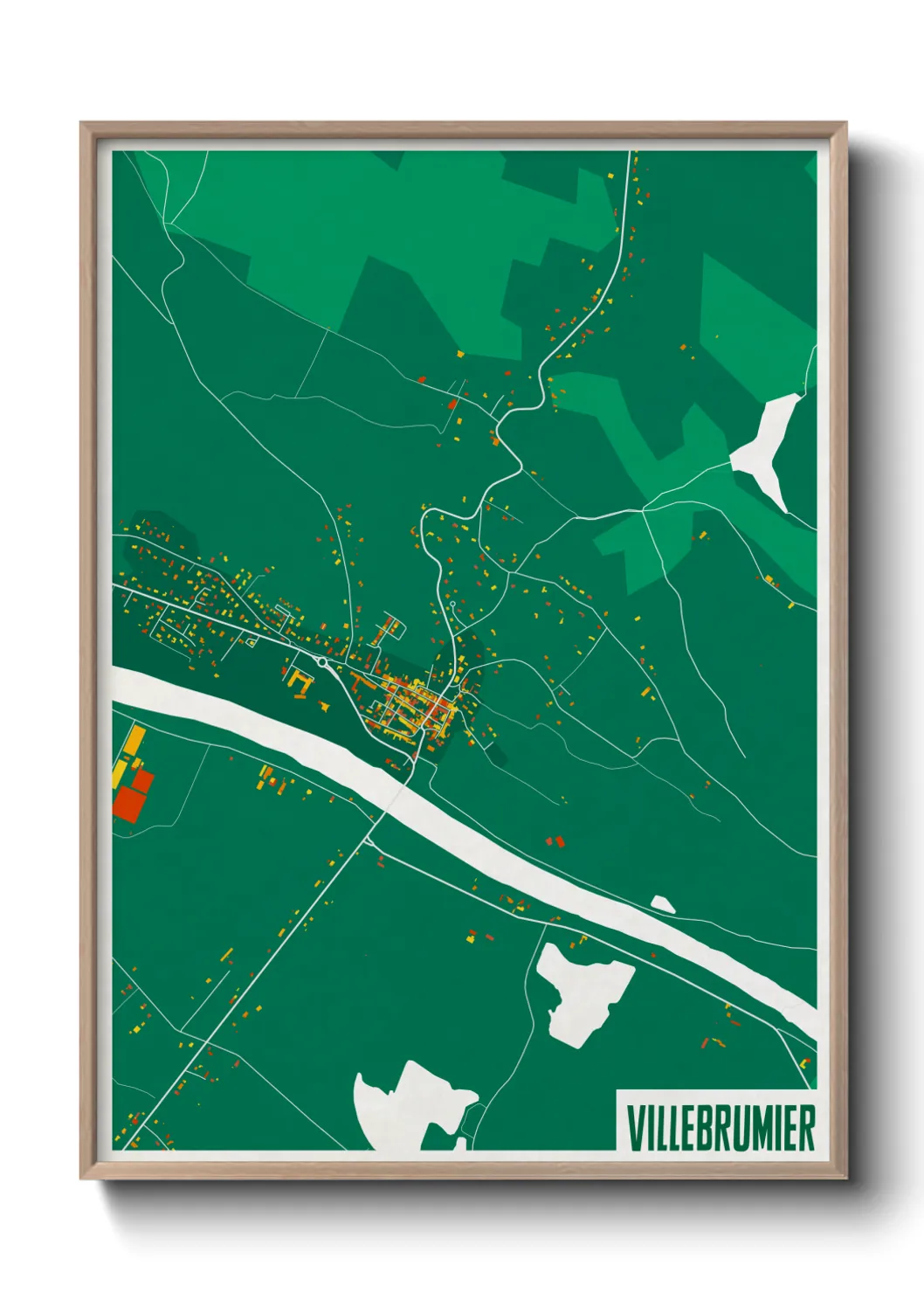 Une affiche de carte sur Villebrumier