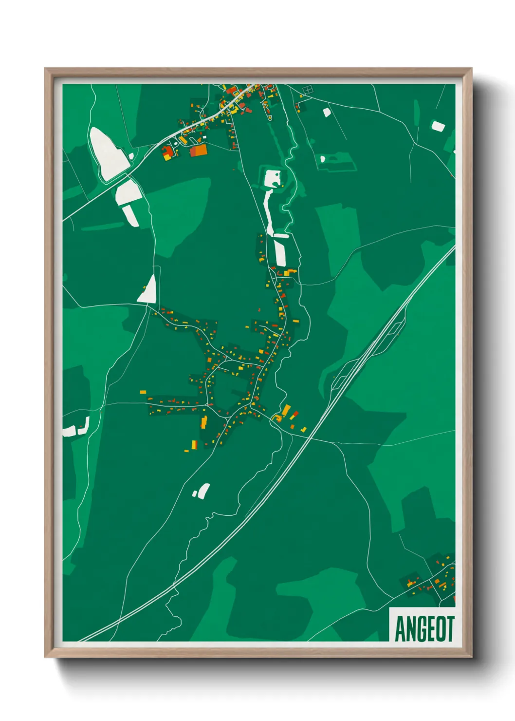 Une affiche de carte sur Angeot