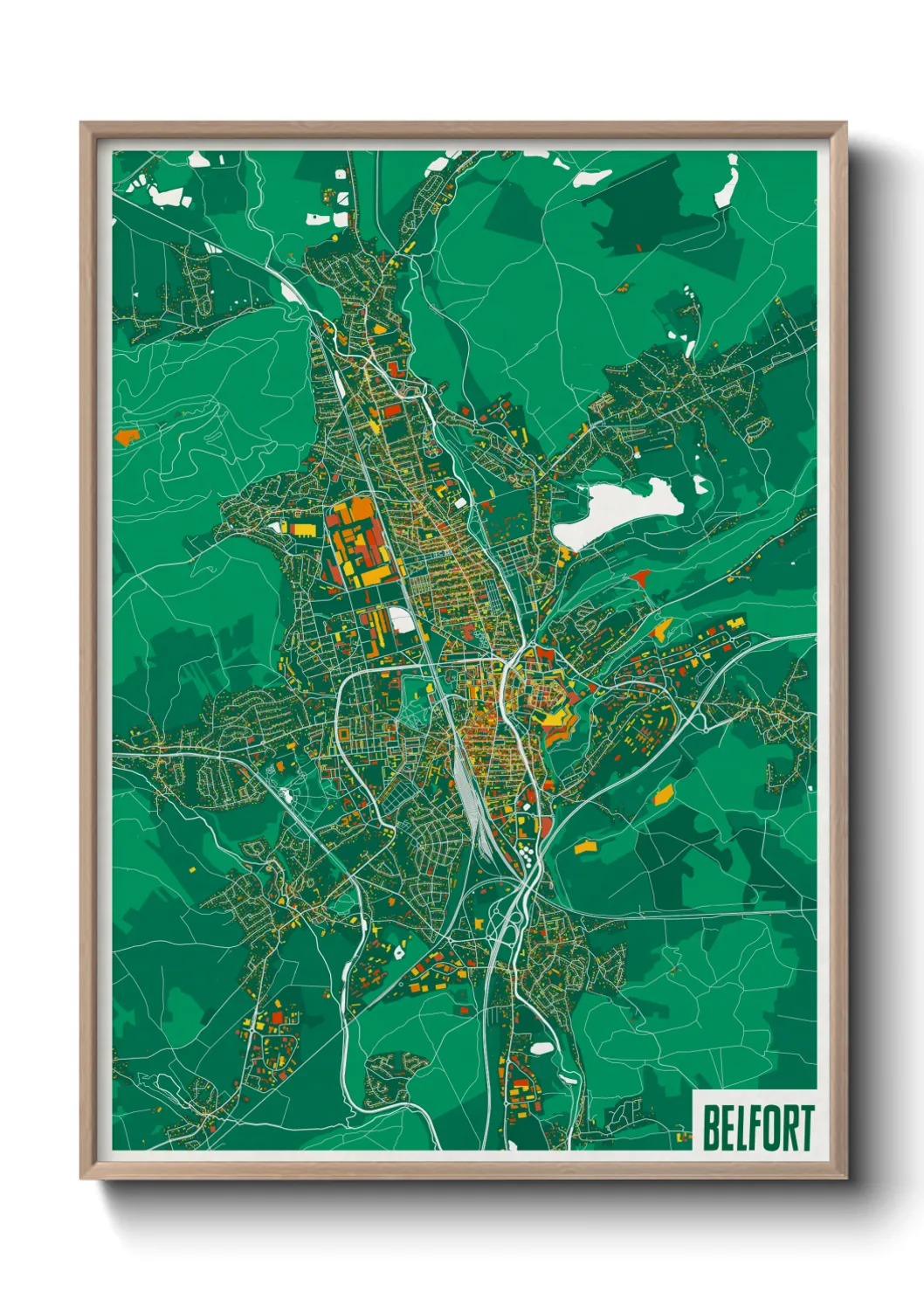 Une affiche de carte sur Belfort