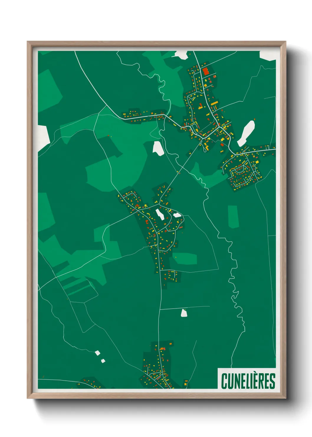 Une affiche de carte sur Cunelières