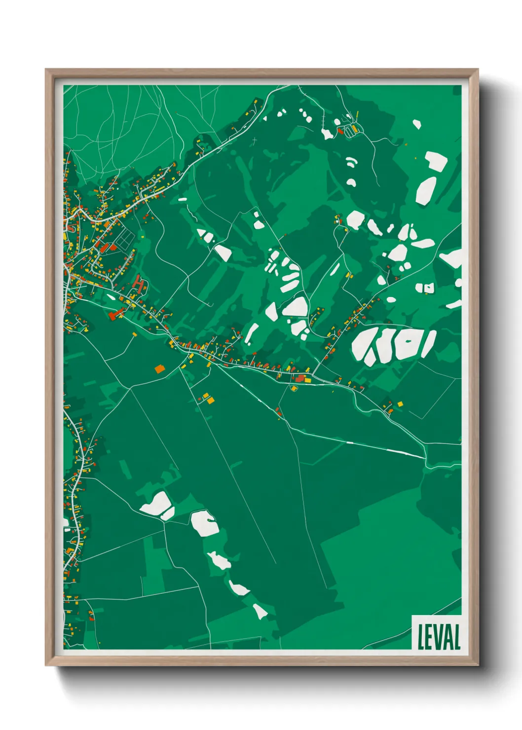 Une affiche de carte sur Leval