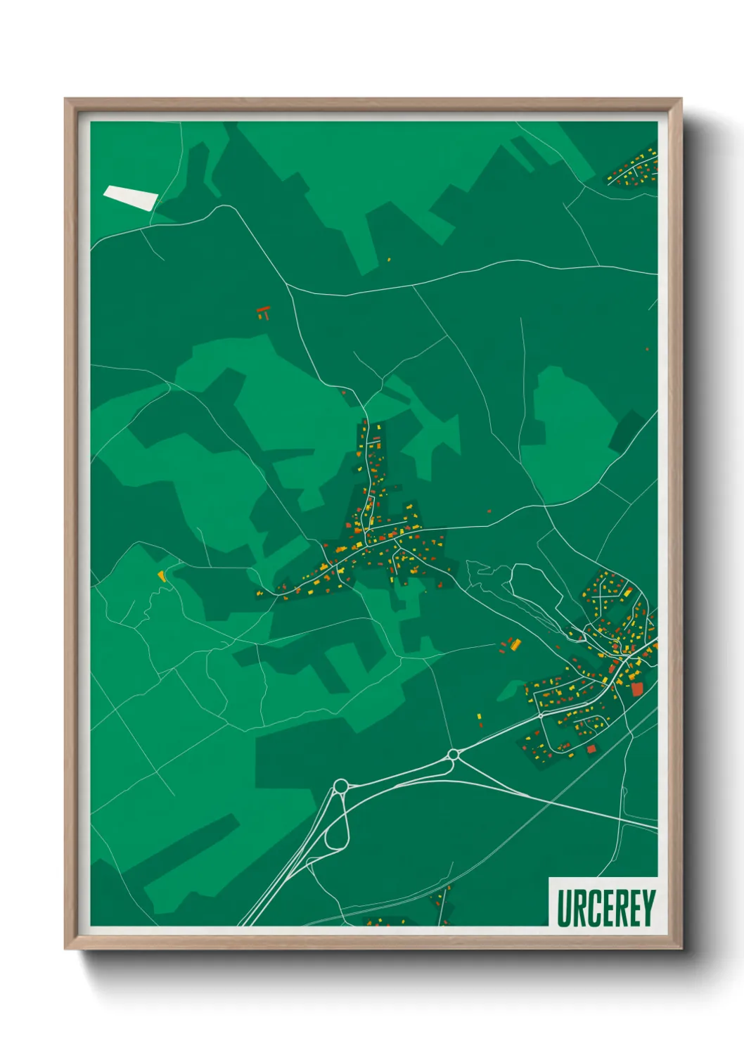 Une affiche de carte sur Urcerey