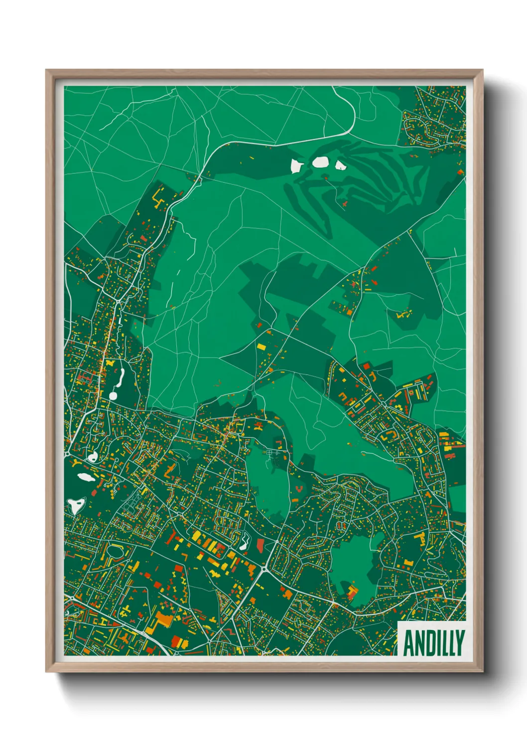 Une affiche de carte sur Andilly