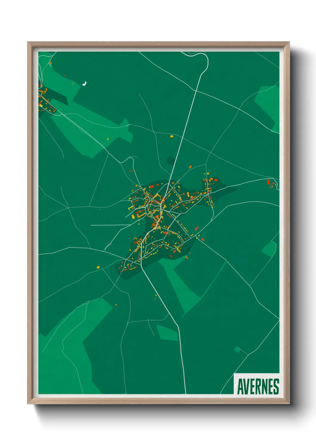 Une affiche de carte sur Avernes