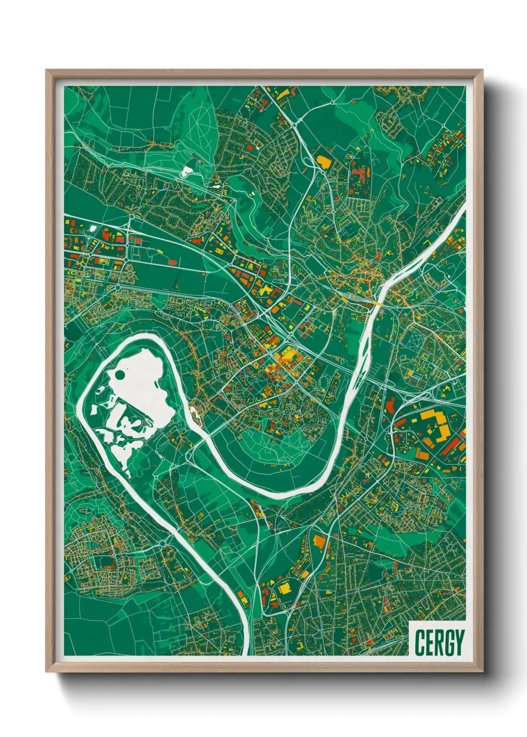 Une affiche de carte sur Cergy