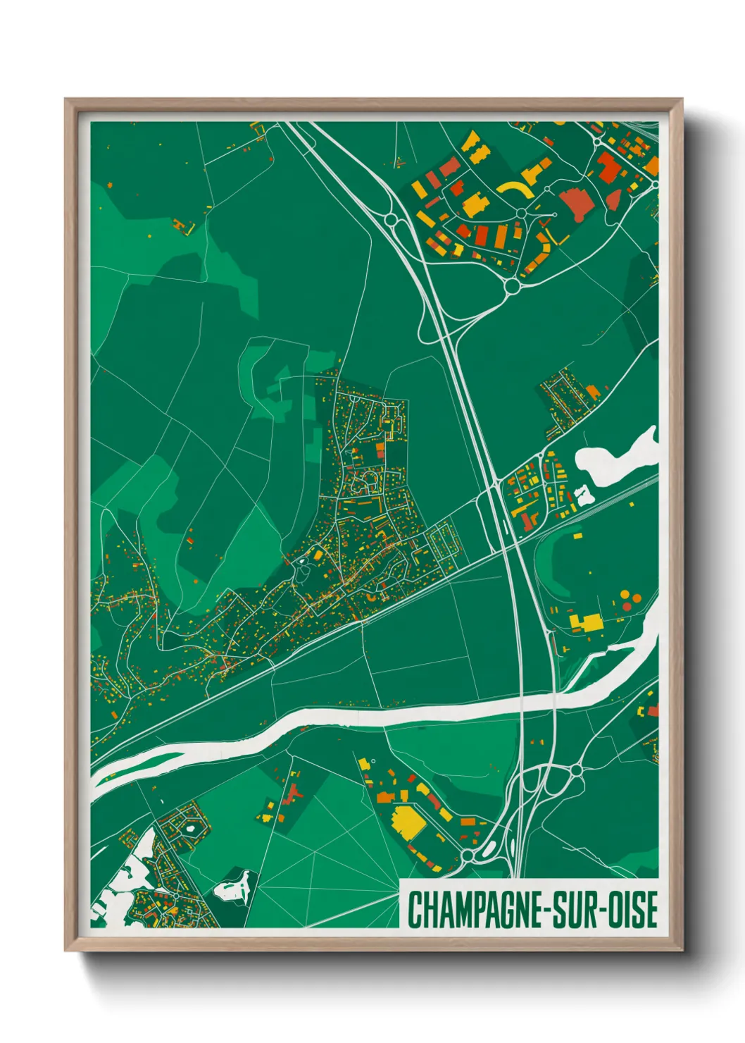 Une affiche de carte sur Champagne-sur-Oise