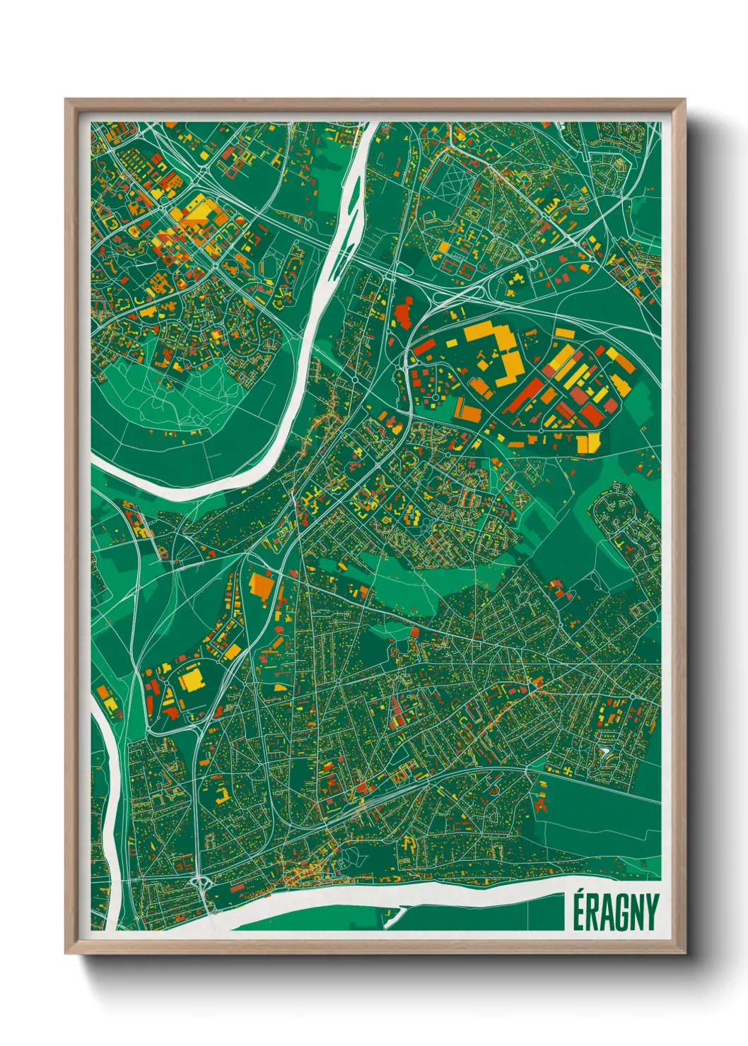 Une affiche de carte sur Éragny