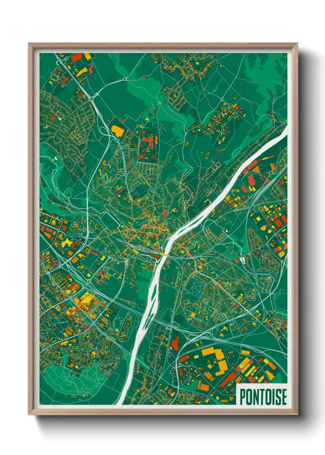 Une affiche de carte sur Pontoise