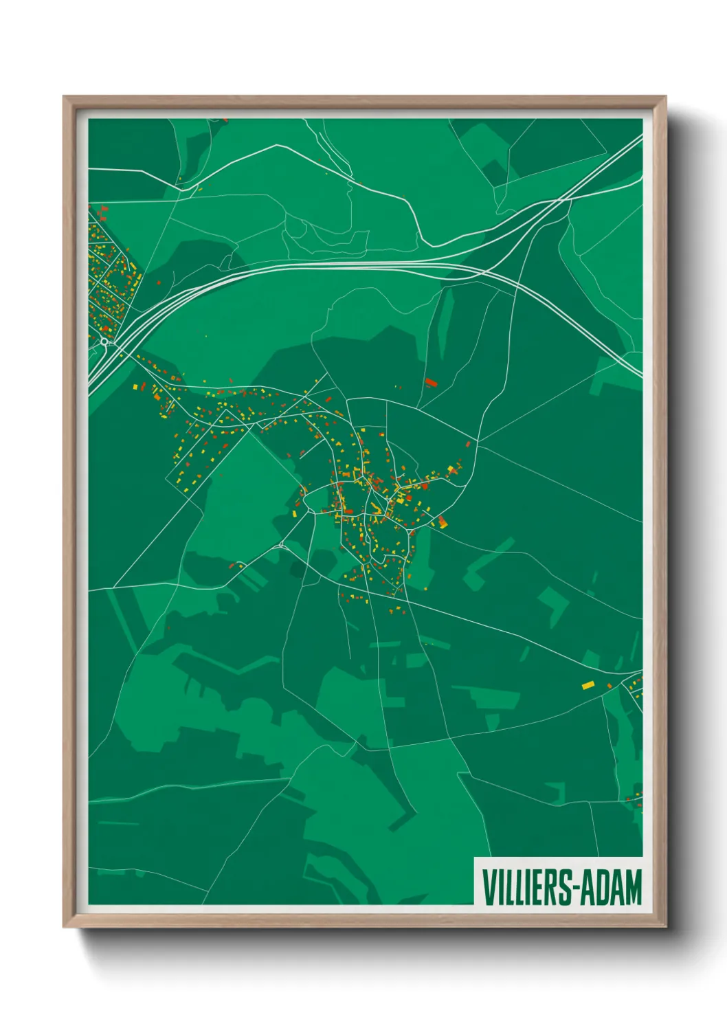 Une affiche de carte sur Villiers-Adam