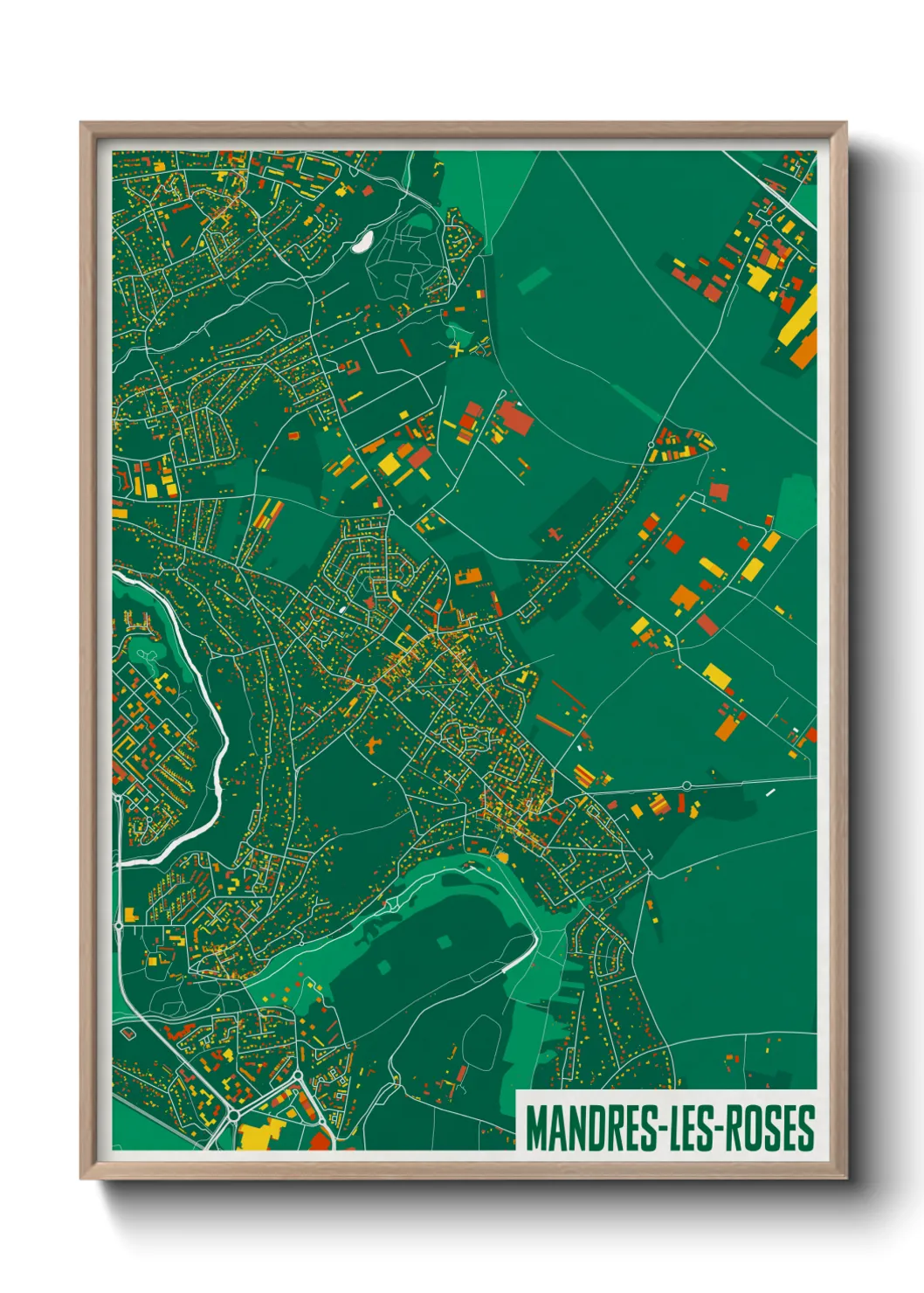 Une affiche de carte sur Mandres-les-Roses