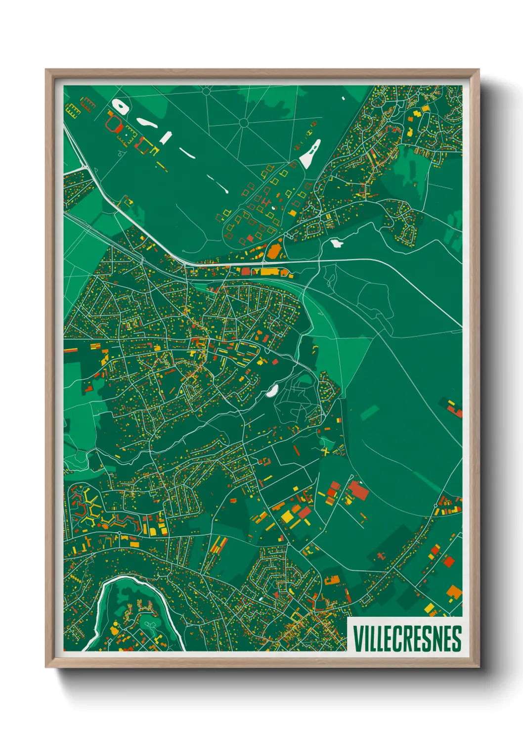 Une affiche de carte sur Villecresnes