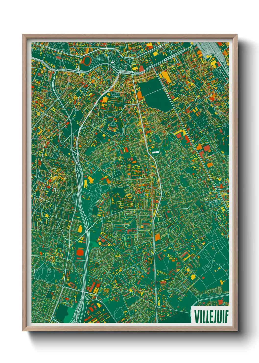 Une affiche de carte sur Villejuif