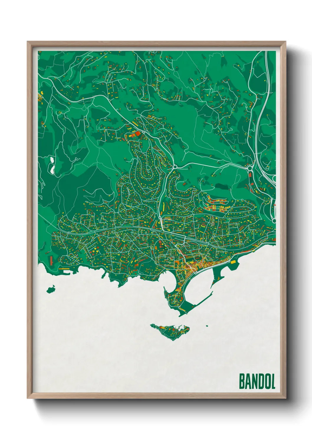 Une affiche de carte sur Bandol