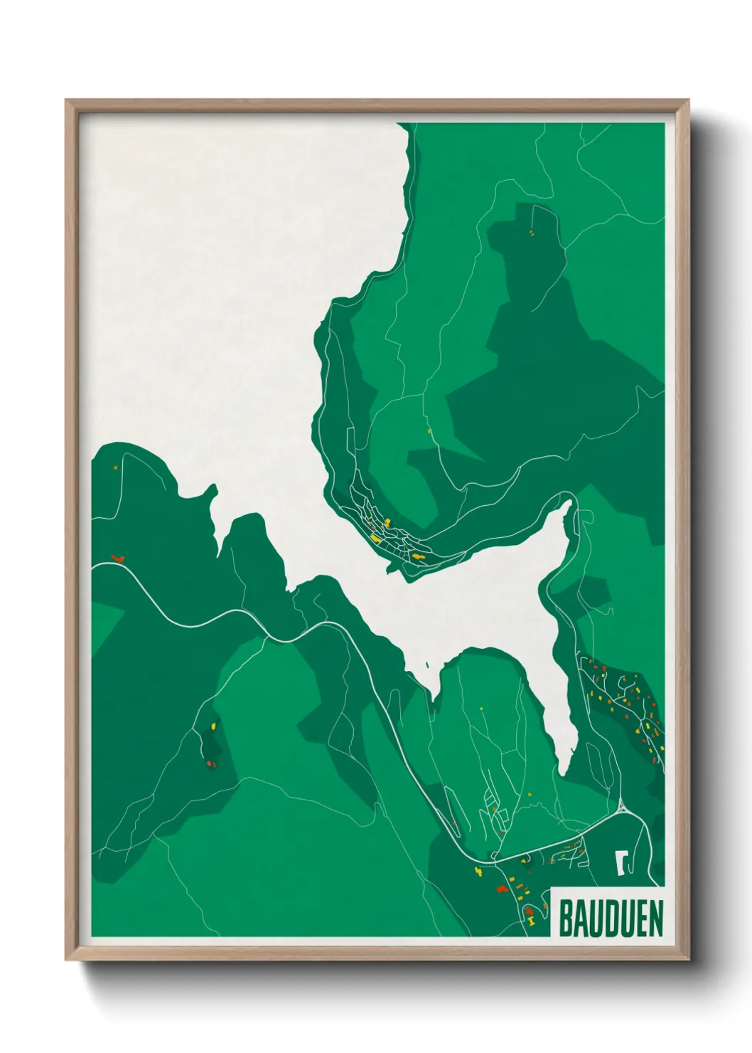 Une affiche de carte sur Bauduen