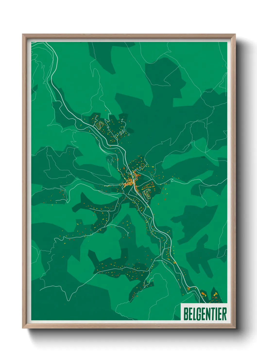 Une affiche de carte sur Belgentier