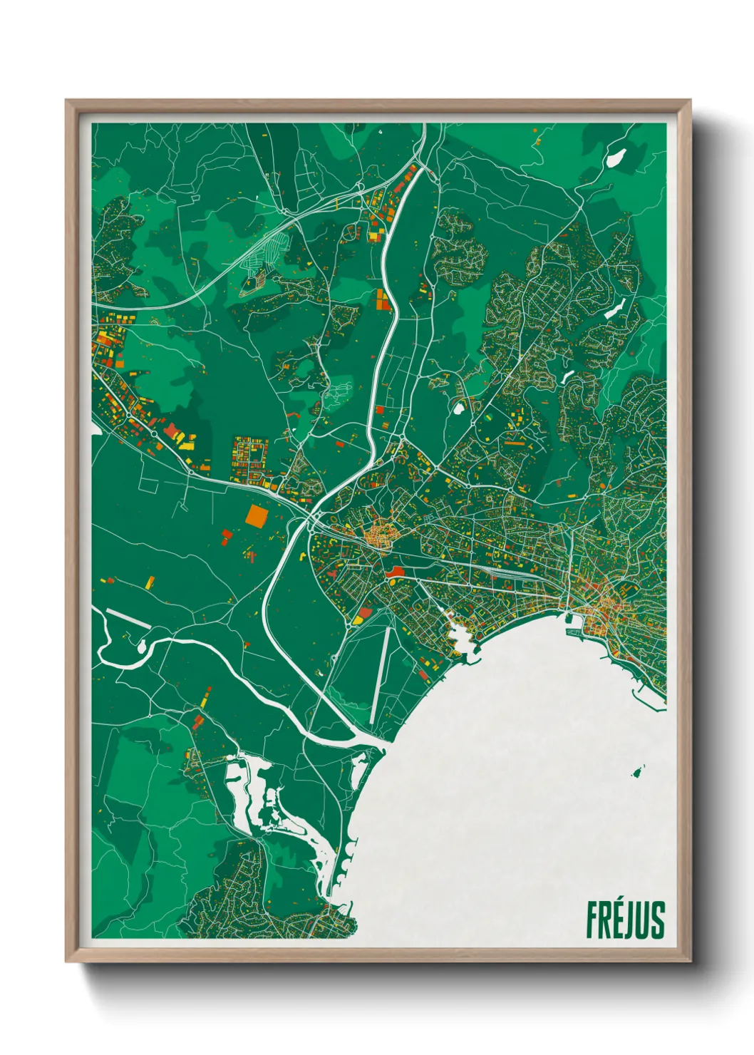 Une affiche de carte sur Fréjus