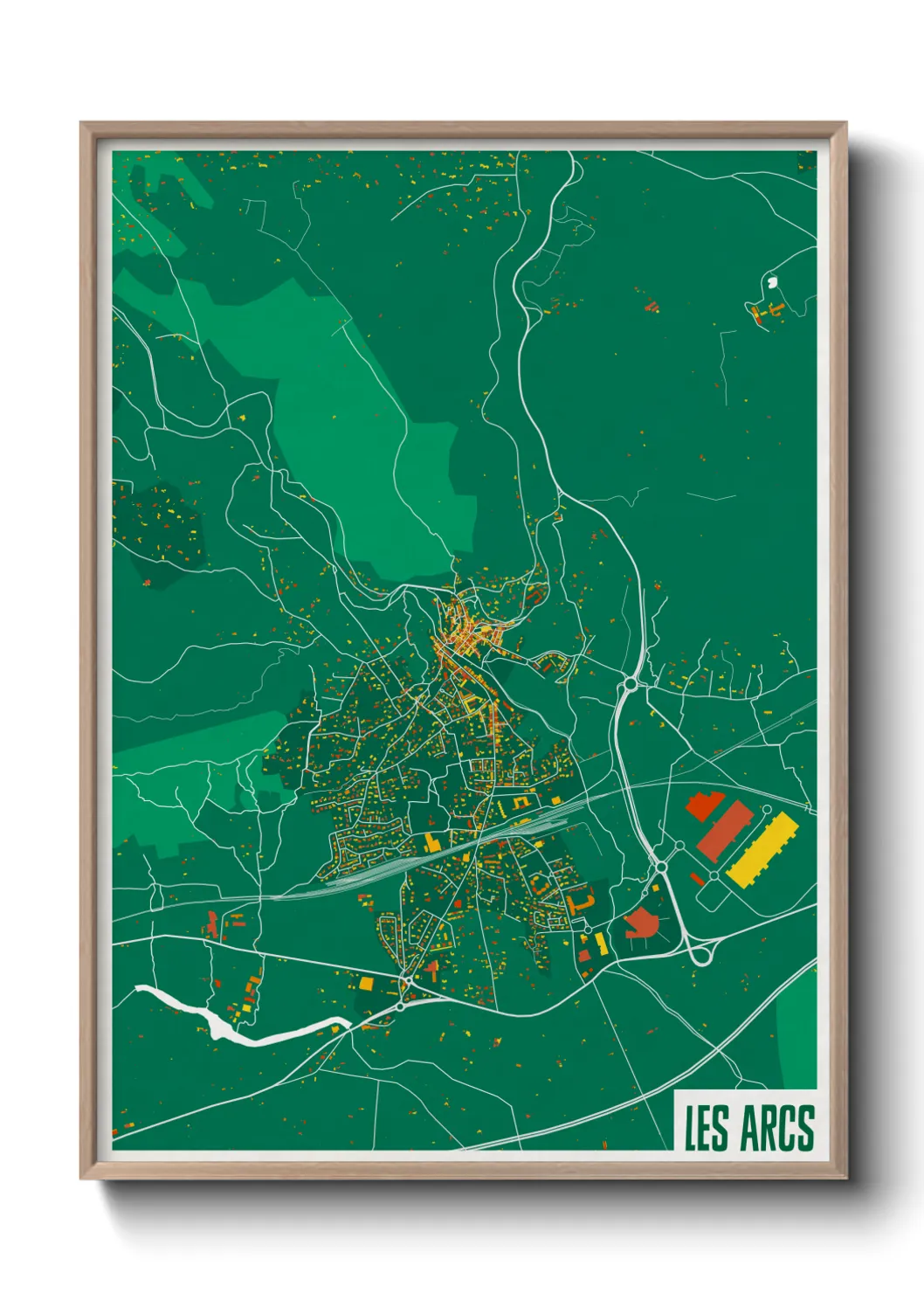 Une affiche de carte sur Les Arcs