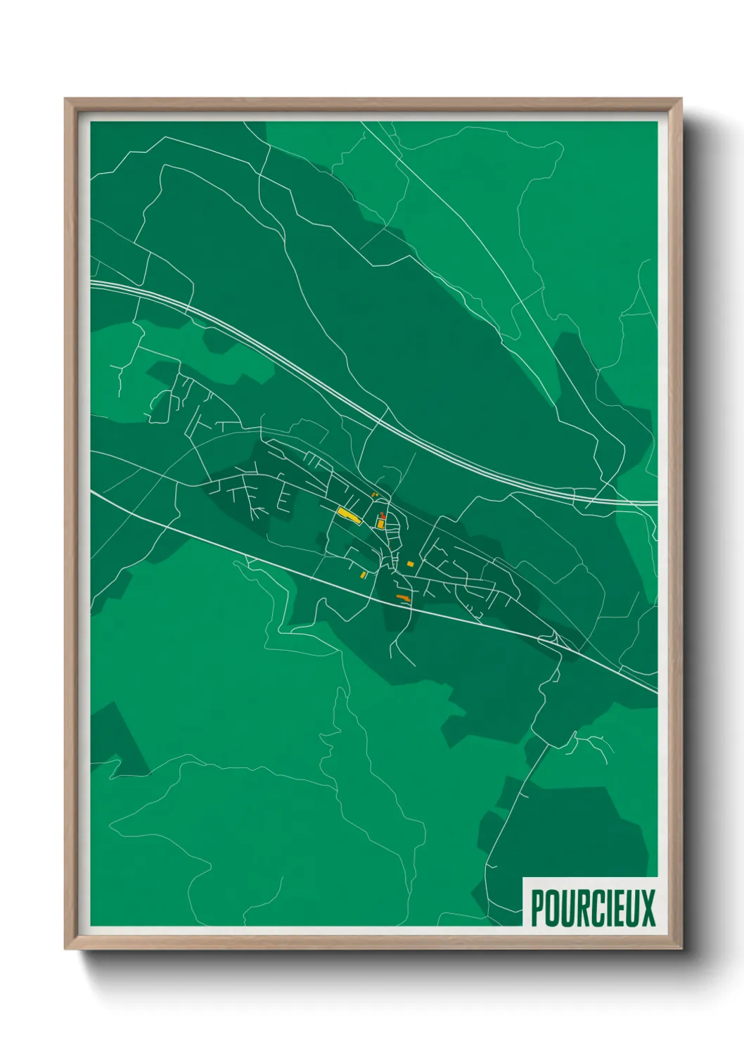 Une affiche de carte sur Pourcieux