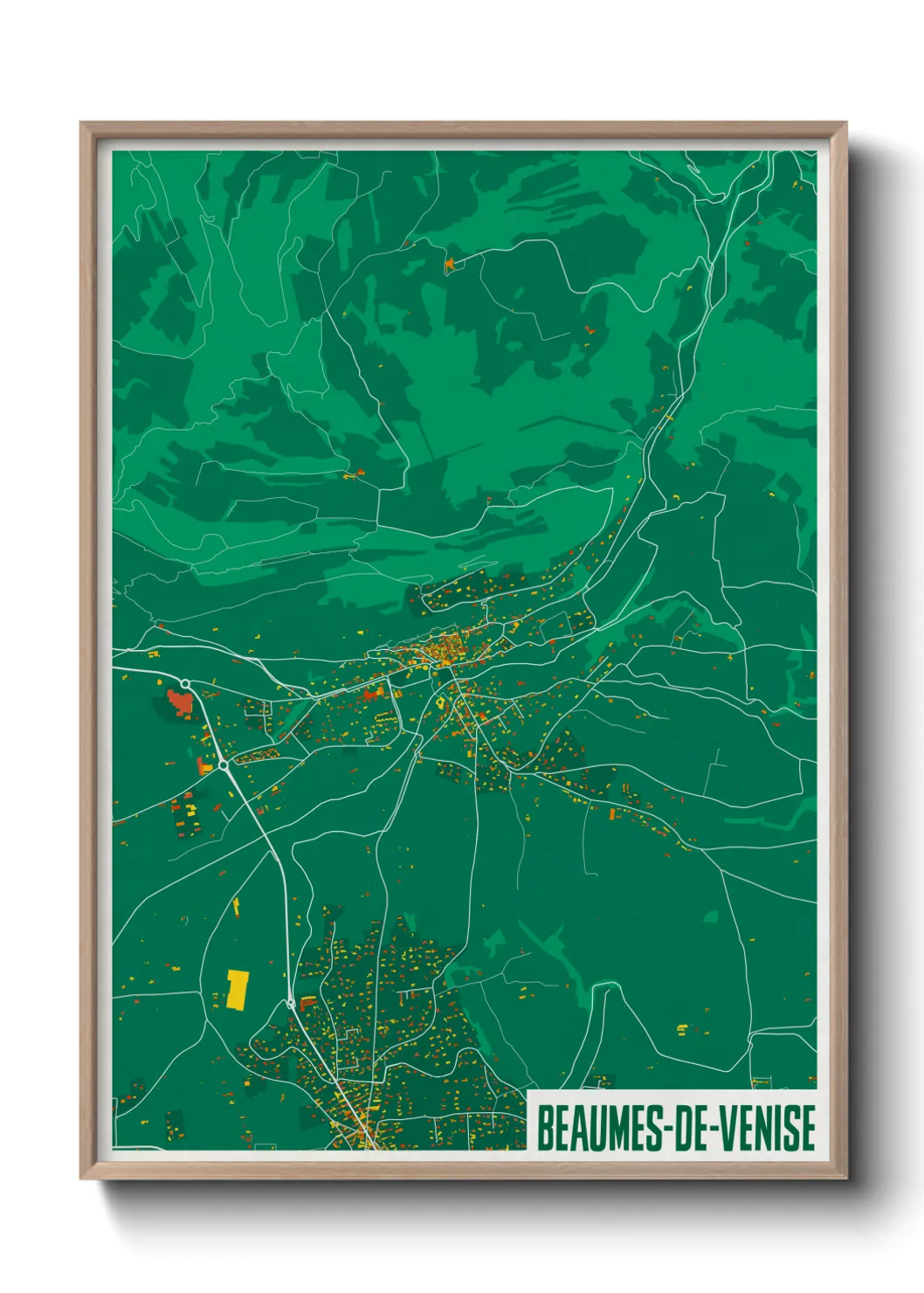 Une affiche de carte sur Beaumes-de-Venise