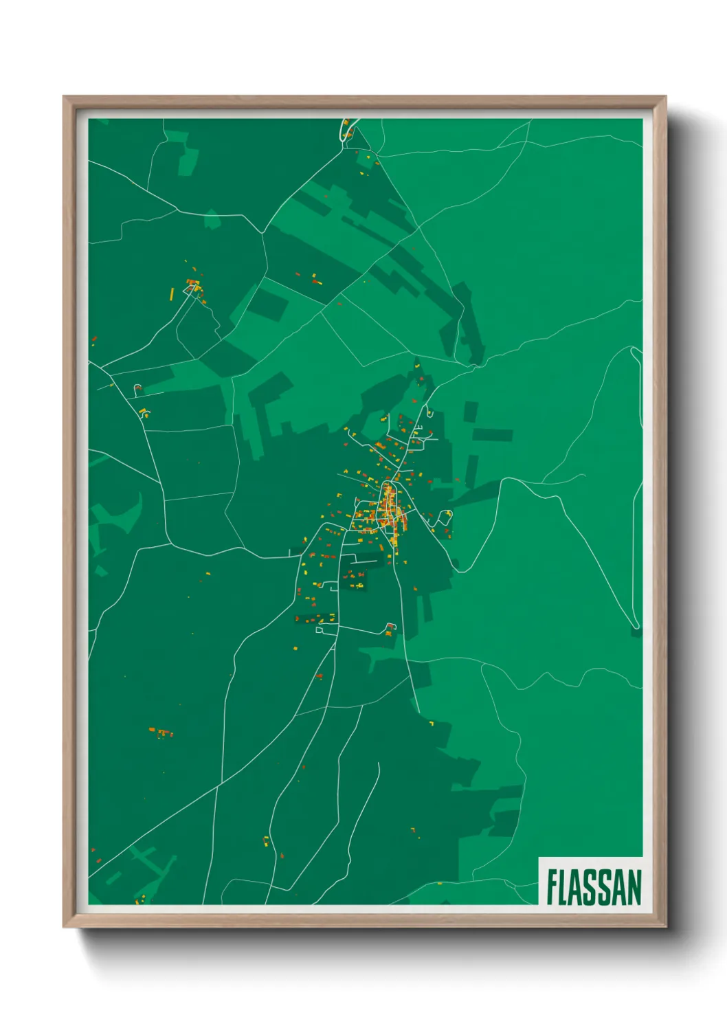 Une affiche de carte sur Flassan