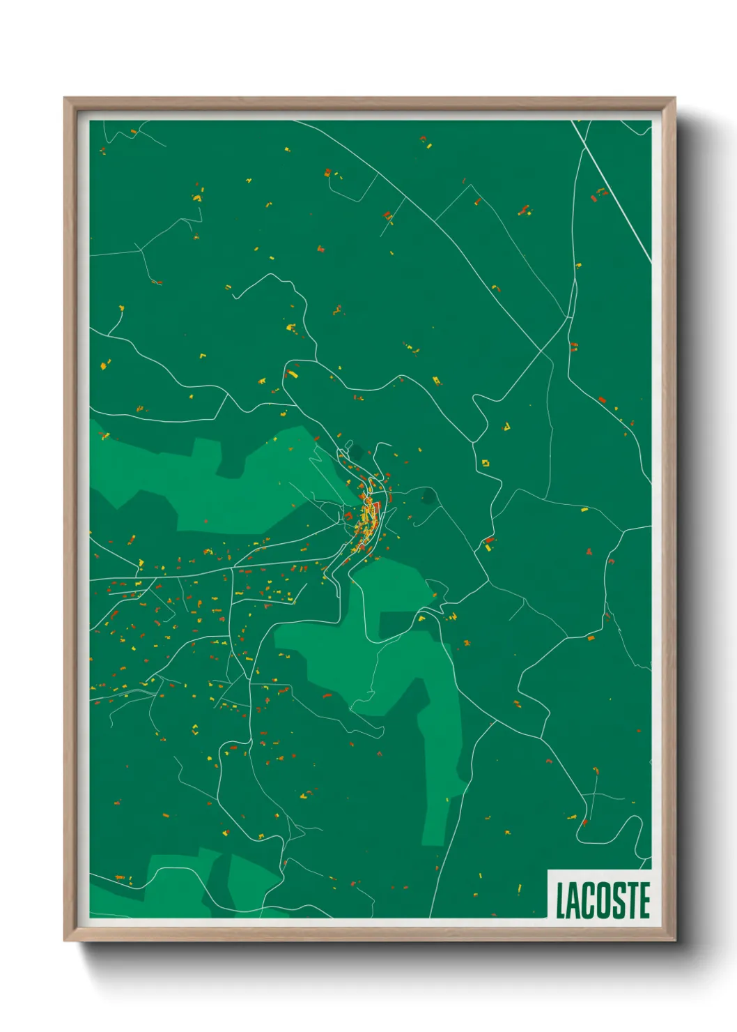 Une affiche de carte sur Lacoste