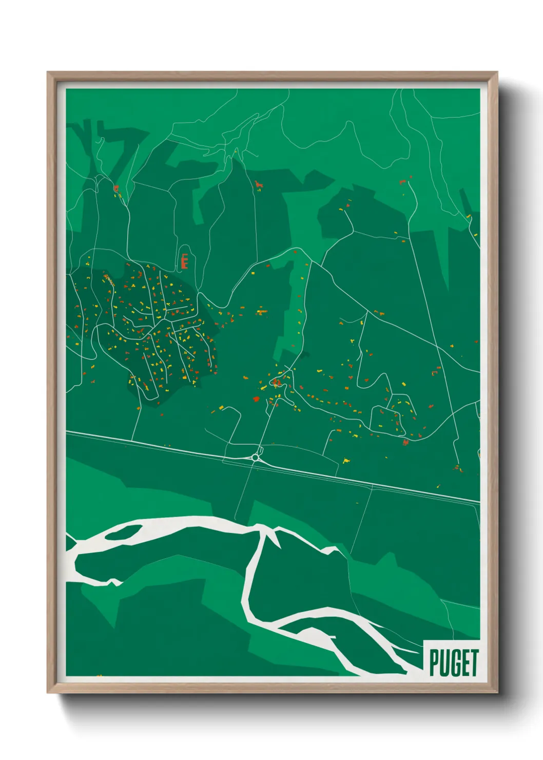 Une affiche de carte sur Puget