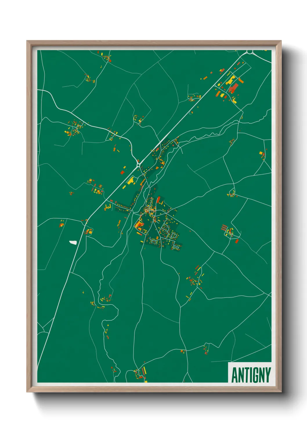 Une affiche de carte sur Antigny