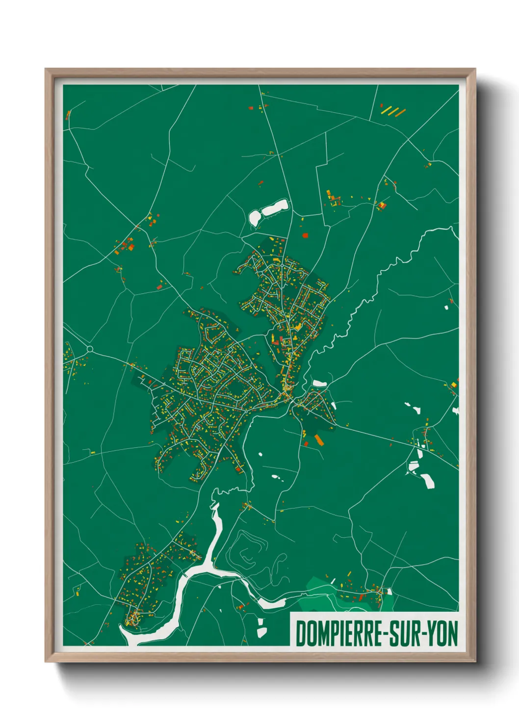 Une affiche de carte sur Dompierre-sur-Yon